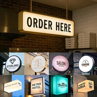 Boîtes lumineuses publicitaires 3D personnalisées avec logo, étanches, conception gratuite, lettres LED, boîte lumineuse ronde pour les magasins, les restaurants, les bâtiments