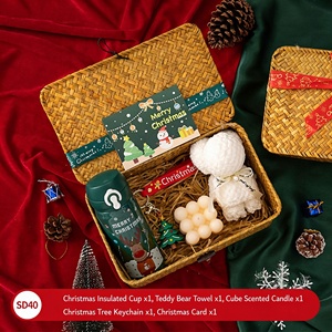 Coffret cadeau de Noël avec tasse en acier inoxydable et en céramique, bougie parfumée, guirlande lumineuse, porte-clés, carte, cadeau d'entreprise SD38 - Product Image 1