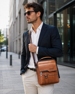 Bolso Bandolera de Piel Sintética Impermeable para Hombre, Estilo Vintage, Casual, para Negocios, con Logotipo Personalizado, OEM, ODM, Venta al Por Mayor - Product Image 3
