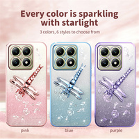 Support de libellule rotatif à fleurs électrolytiques Gradient Glitter Luxury Phone Case Pouch pour Infinix Hot 50/40/30/30i/Note 30/30i