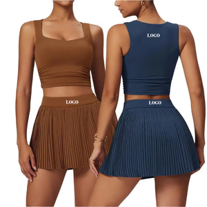 Nouvel ensemble de jupe de sport pour femmes élégant et tendance, 2 pièces, haute élasticité, respirant, jupes de tennis, vêtements de sport rembourrés, tenue de padel - Product Image 3