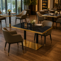 Ensemble de table à manger en acier inoxydable doré moderne et luxueux, facile à nettoyer, pour café, bistrot, bar, restaurants