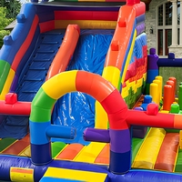 Château gonflable géant de qualité commerciale avec toboggan, blocs de construction gonflables, PVC 0,55 mm, certifié EN14960, souffleur inclus, garantie 3 ans