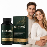 Complément d'extrait de racine de ginseng Panax (120 capsules végétales)  Non-OGM de qualité pour le soutien de l'énergie et de la concentration