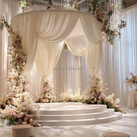 Structure de Chapiteau Rond Ajustable 10x10 pieds, Chuppah Carrée, Système de Drapage Robuste pour Mariages et Événements
