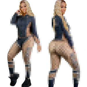 Avrupa amerikan kadın zarif katı nefes sonbahar uzun kollu fermuar iki parçalı rahat yönlü takım elbise eşofman - Product Image 2