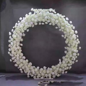 Arche de mariage en tissu blanc, arche de fleurs en soie, arche de mariage en forme de O, décoration d'arche de mariage en fleurs de soie - Product Image 5