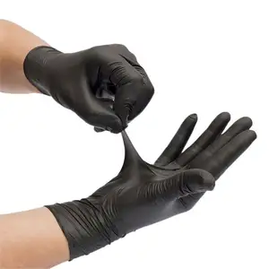 Sarung tangan pemeriksaan nitril hitam sekali pakai penjualan harga rendah untuk mesin