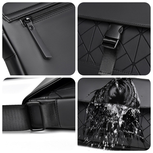 Nouveau Sac Bandoulière Unisexe en <span class=keywords><strong>Cuir</strong></span> PU au Design Tendance, Fonction Étanche et Décoration Grille Diamant, Sac Poitrine <span class=keywords><strong>Homme</strong></span> Femme - Product Image 4