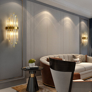 Bedroom Bedside Wall <b>Light</b> Modern Crystal Staircase Lamps Gold Hotel Corridor Custom LED <b>Sconce</b> Lighting - Product Image 3