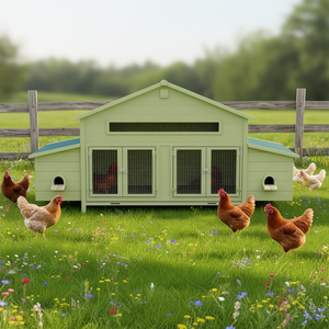 <b>Green</b> <b>Wooden</b> Chicken Coop With 2 Nesting Boxes And 2 Doors Hen <b>House</b> Poultry Cage Easy To Operate - Product Image 2