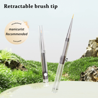 Nouveau design rétractable sans capuchon, manche professionnel en acrylique transparent, lot de 5 pinceaux stylo pour nail art avec pointes pour peinture au gel UV