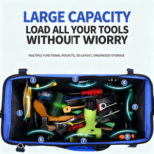 <b>Tool</b> Duffle <b>Bag</b> Large Capacity Water Resistant Oxford Cloth With Plastic Bottom For Repair And Electrical Use - Product Image 3