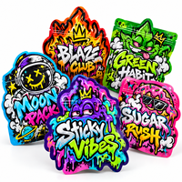 Sacs en Mylar personnalisés 3,5g 7g 14g 28g, pochettes découpées à la forme avec impression holographique et fermeture à glissière pour la vente au détail