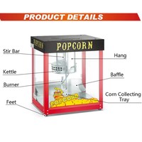 Machine à Popcorn Commerciale à Gaz à Cuve Unique avec Chauffage Rapide, Capacité de 8 oz, Multi-Voltage pour une Production Élevée