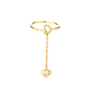 Nouvel arrivage de bague à breloques en forme de cœur étoile et de papillon avec zircone et chaîne en laiton plaqué or 18 carats bague ouverte pour femmes - Product Image 5