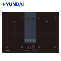HYUNDAI 90CM Einbau-Elektro-Induktionskochfeld mit Downdraft-Dunstabzugshaube, 4 Zonen, 7200W, 800m³/h Absaugleistung, Pfannensensor, 99