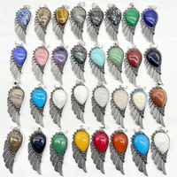 Alliage de pierre naturelle Cristal Ailes d'Ange pendentif collier accessoires semi-pierre sculptée en cristal bijoux artisanaux collier en cristal