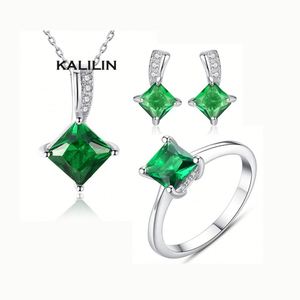 Conjunto de Joyería Verde en Plata 925, Joyería de Moda para Mujer - Product Image 1