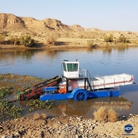Bateau récolteur d'algues aquatiques multifonctionnel entièrement automatique avec système de coupe, de collecte et de broyage pour le nettoyage des lacs