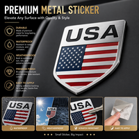 Stiker Logam Lambang Bendera USA Kustom Grosir, Tahan Air, Tahan Cuaca, Tahan Gores, Emblem Mobil dengan Perekat 3M
