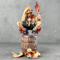 Figurine Anime Pirate Poing Flammant en PVC, Modèle Accroupi avec 2 Têtes et Mains Interchangeables, Ornement pour Fans de One Piece - Vente en Gros