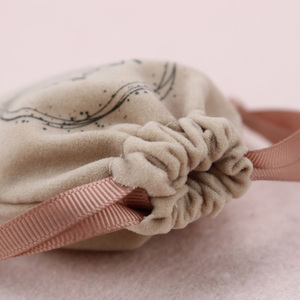 Promotional Small Wedding Linen Cotton Velvet <b>Gift</b> Jewelry Bag Custom Logo Printed Velvet Suede Drawstring Pouch for Display - Product Image 5