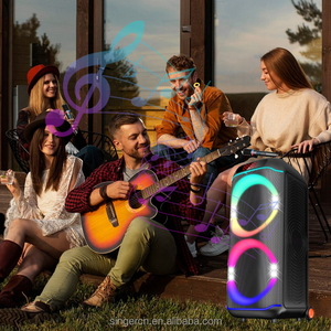CQS-S6617 Enceinte PA Bluetooth pour scène extérieure, karaoké domestique, avec deux microphones, chargement sans fil, alimentation audio DC - Product Image 5
