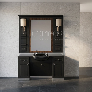 Station de coiffure moderne de luxe réglable en bois véritable, élégante et durable, avec miroir et fauteuil de pédicure pour salon de coiffure - Product Image 3