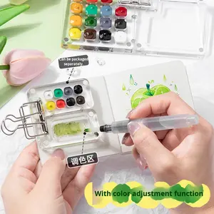 Set da Viaggio Mini Pittura Acrilica Giorgione 10x10cm Carta da <span class=keywords><strong>Disegno</strong></span> Portatile con Tavolozza Acrilica Scrittura Fluida Certificato MSDS - Product Image 2