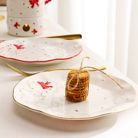 Service de table LovingHome personnalisé en céramique, motif cœur nordique, blanc avec or, compatible lave-vaisselle, pour la Saint-Valentin