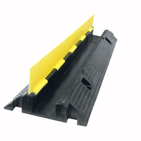 Protector de Cables de Goma Leahua Negro y Amarillo 1000*220*30mm, Canal de 20x7mm, Reductor de Velocidad para Seguridad Vial