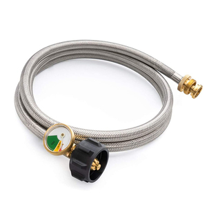 Adaptateur <span class=keywords><strong>de</strong></span> <span class=keywords><strong>tuyau</strong></span> <span class=keywords><strong>de</strong></span> raccordement au gaz propane en acier inoxydable tressé QCC 5-40lbs avec régulateur - Product Image 1