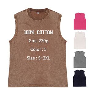 T-shirt promotionnel 100 % coton délavé à l'acide, débardeur unisexe grande taille respirant pour l'été, streetwear décontracté sans manches - Product Image 1