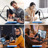 YARMEE USB Studio Condenser Mic Kit Support de bras pliant pour PC Streaming & Enregistrement Gaming Teaching