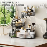Nouvel arrivage de table de salle de bain pour les soins de la peau, support de panier de maquillage cosmétique, organisateur de maquillage pour la maison en métal doré