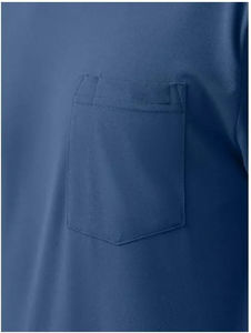 T-shirt en polyester spandex pour hommes avec poche, col rond, manches courtes, t-shirt décontracté de couleur unie - Product Image 3