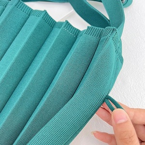 Bolso de Hombro de Punto con Diseño de Bolsa Plegable, Estilo Collage, Colorido, para Mujer, con Parches - Product Image 6