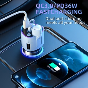 Bộ Sạc Xe Hơi Usb QC3.0 Mới Cho Điện Thoại Loại C PD36W Sạc Nhanh Có Điều Khiển Bằng Giọng Nói Tai Nghe Bluetooth Không Dây Giảm Tiếng Ồn - Product Image 5