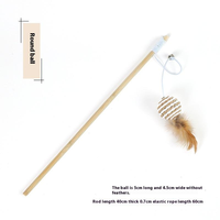 Bâtonnet en bois écologique pour chat, stimulant et anti-ennui, avec plume, clochette et jouet souris pour chat