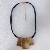 Collier pendentif géométrique irrégulier TongLing couleur argent pour femme, en alliage brossé avec cordon noir, bijou tendance, cadeau