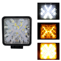 Accessoires de voiture 12V 24V 4 pouces 48W 12LED grand carré de vue double couleur clignotant LED lumière de travail pour l'éclairage extérieur automatique
