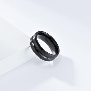 Minimalist V-Groove Titanium Steel <b>Ring</b> Unisex Fashion Accessory For Daily Wear Gold Black Steel Color Options - Product Image 4
