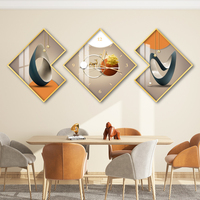 Peinture décorative murale pour salle à manger avec horloge, tableau mural moderne pour table, combinaison horloge créative haut de gamme