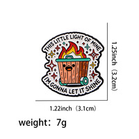 12 styles d'épingles en émail amusantes sur le thème de l'incendie de poubelle, broches de meme 'It's Fine', épingles de revers Kawaii en forme de poubelle enflammée pour sac à dos