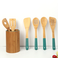 Lot de 6 couverts en bambou durables et écologiques – Accessoires de cuisine naturels et résistants, compatibles lave-vaisselle