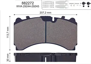 WVA 29244 Heavy Duty Truck Actros Disc Brake Pads Asimco Brake Pads Black Oem High Quality 100% Tested Brake Pads
