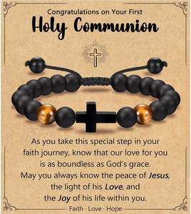 Pulsera de piedra de ojo de tigre para hombre KOMI, pulsera cruzada ajustable de cuerda tejida a mano - Product Image 5