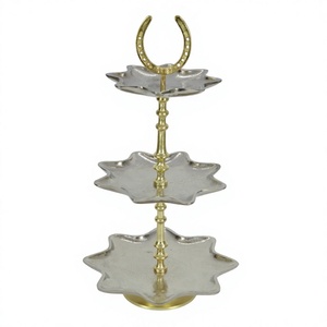 Star Design Argent Plateaux Et Plat Dessert Décoration 3 Niveaux Gâteau Stand Or Cheval Chaussure Style Eid Décoratif Gâteau Stand De Luxe - Product Image 1