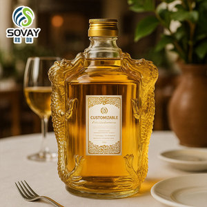 Khắc Rồng 250Ml <span class=keywords><strong>500Ml</strong></span> 750 Ml Rõ Ràng Glass Rượu Vang Đỏ Vodka Whisky Chai Rượu Vang Với Nắp - Product Image 1